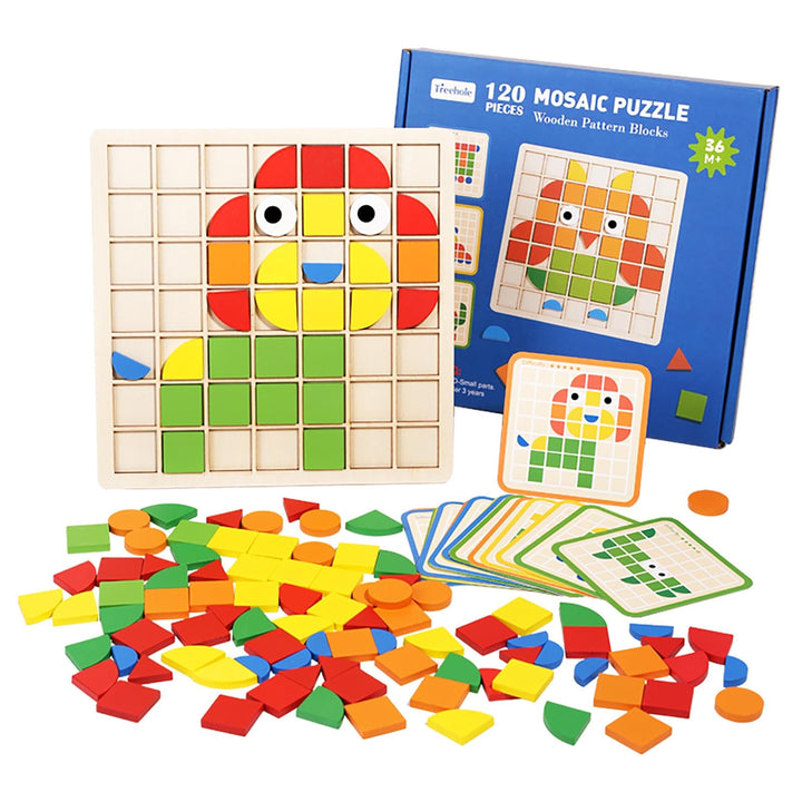 Montessori Spielzeug ab 3 4 5 6 Jahre, Mosaik Puzzle, Kinderspielzeug ab 3 Jahre, Spiele ab 3 Jahren