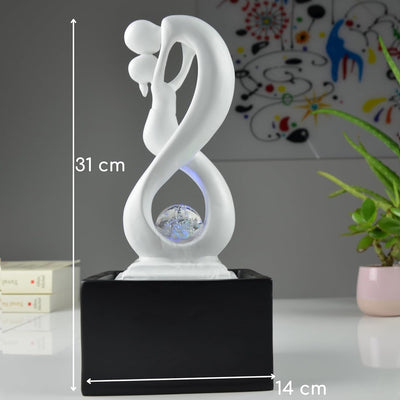Zen'Light - Moderner Zimmerbrunnen Amor Schwarz&Weiss mit Farbigem LED-Licht - Abnehmbare Skulptur -