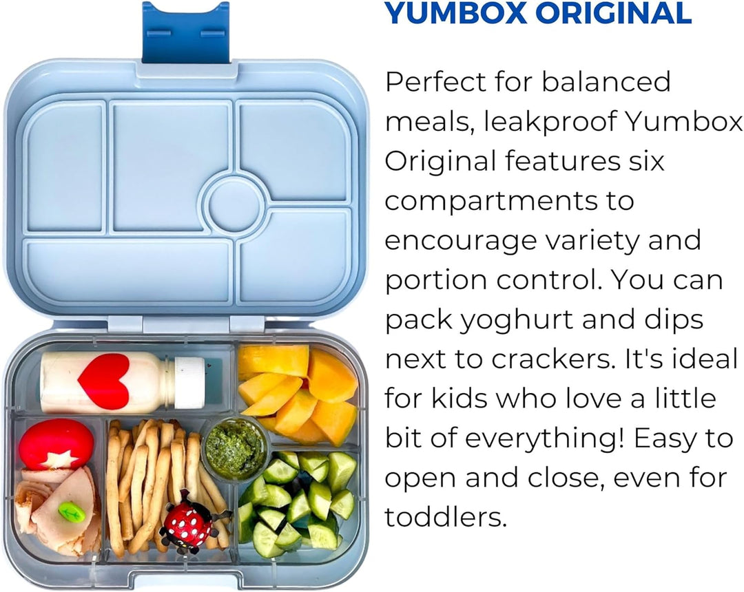 yumbox Original auslaufsichere Kinder Bento-Lunchbox, 5 Fächer + Dip Well, leicht zu öffnender Riege
