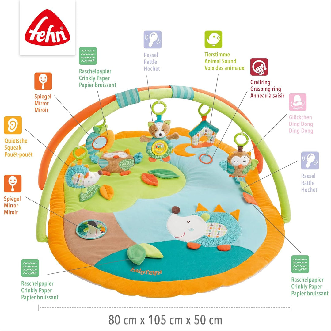 Fehn 071559 3-D-Activity-Decke Sleeping Forest / Spielbogen mit 5 abnehmbaren Spielzeugen für Babys