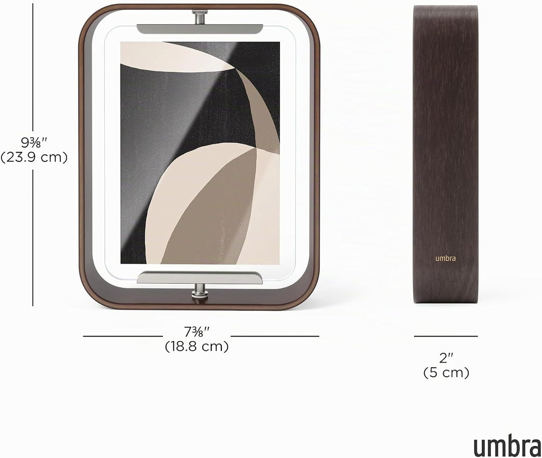 Umbra Bellwood Tischbilderrahmen, zweiseitiger Bilderrahmen für 10x15 oder 13x18 cm Fotos, Walnuss A