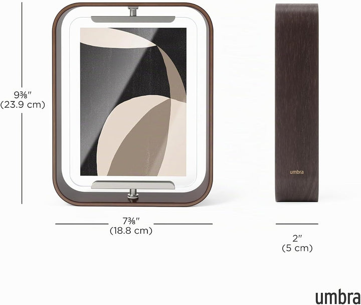 Umbra Bellwood Tischbilderrahmen, zweiseitiger Bilderrahmen für 10x15 oder 13x18 cm Fotos, Walnuss A