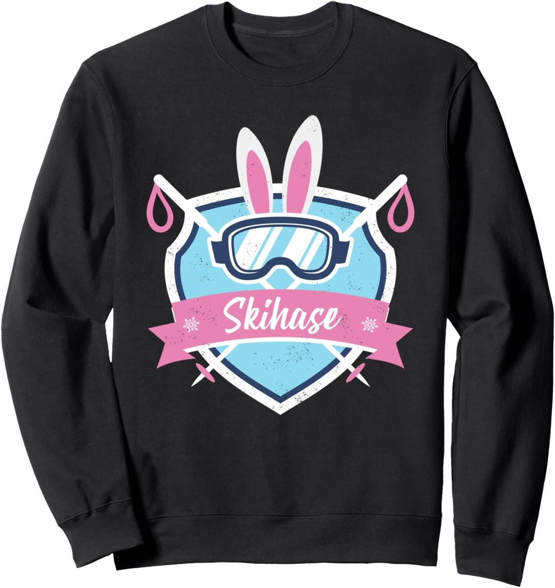 Skihase Skifahren Snowboard Skifahrerin Hasen Berge Sweatshirt