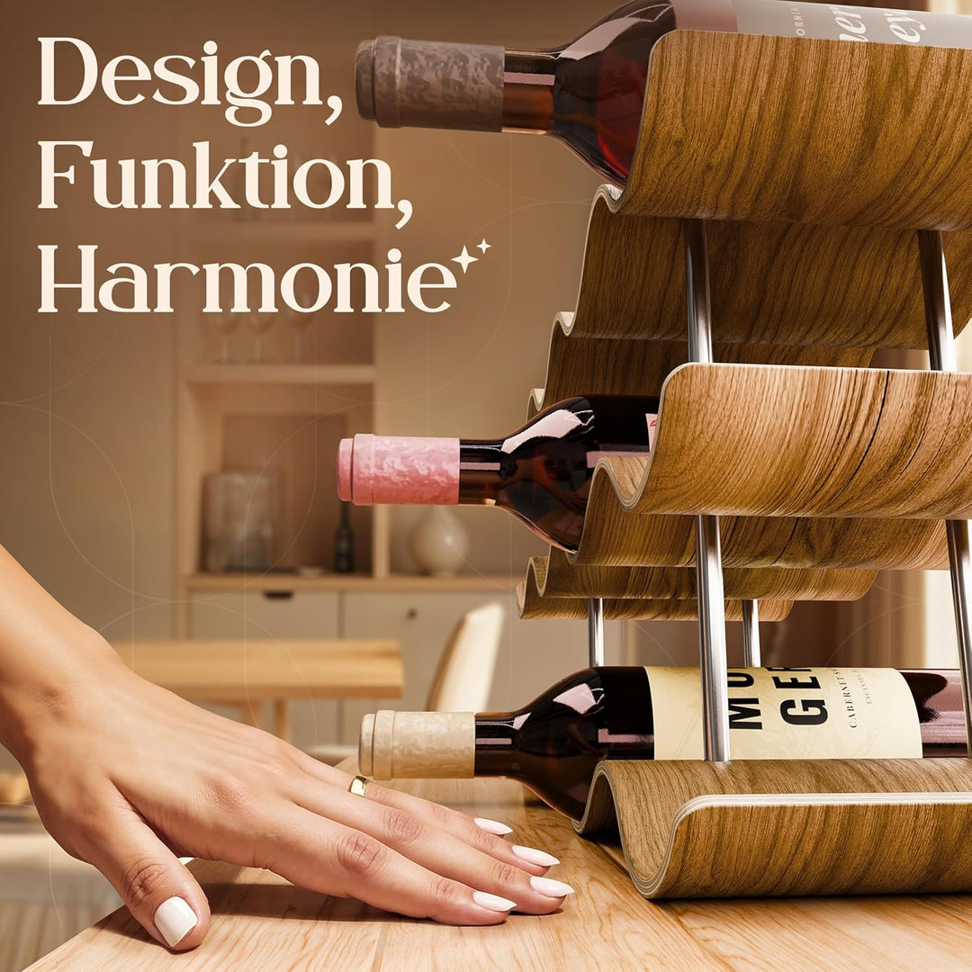 Dreiklang – be smart Weinregal Flaschenregal aus Holz für 12 Flaschen, stabil, Freistehend, modern,