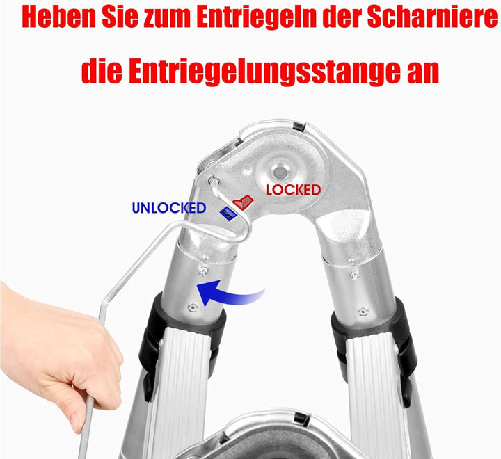 5m (2,5+2,5) Aluminium Mehrzweckleiter Teleskopleiter Ausziehbar Leiter Klappleiter Anti-Rutsch Stuf