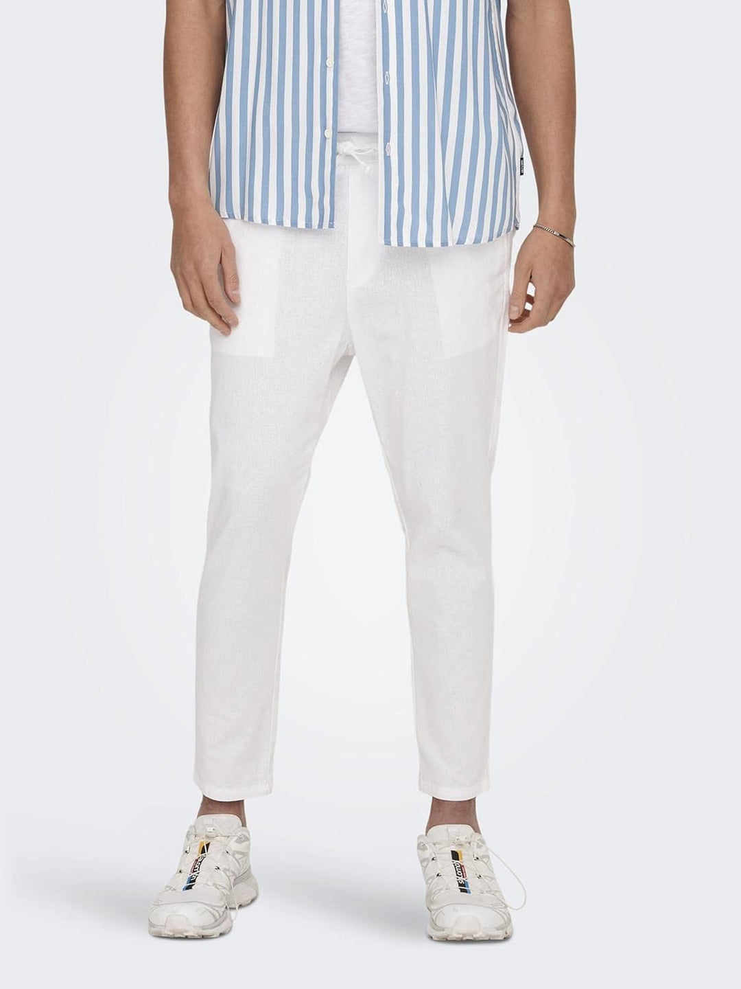 ONLY & SONS Herren Sweatpant ONSLINUS Crop LIN - Tapered Fit - XS S M L XL XXL, Bright White