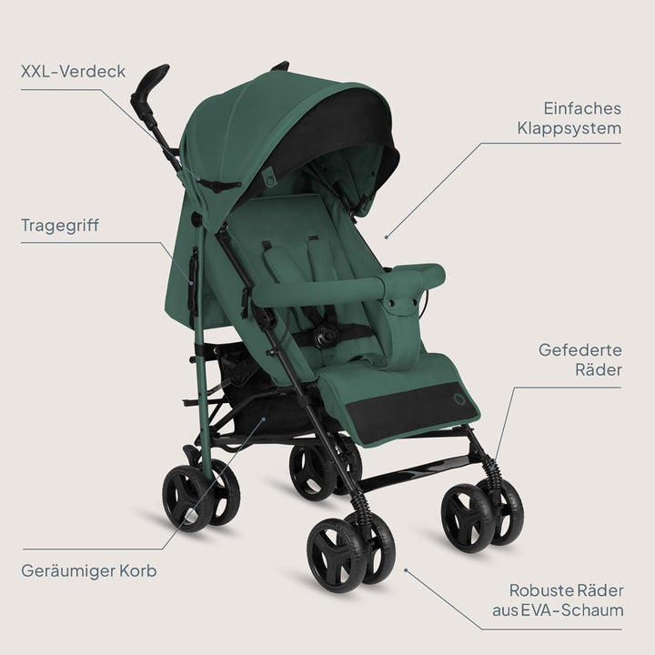 Lionelo Irma Buggy Kinderwagen ab 6 Monate, leicht 7 kg, Liegeposition, faltbar mit Einhand-Faltsyst