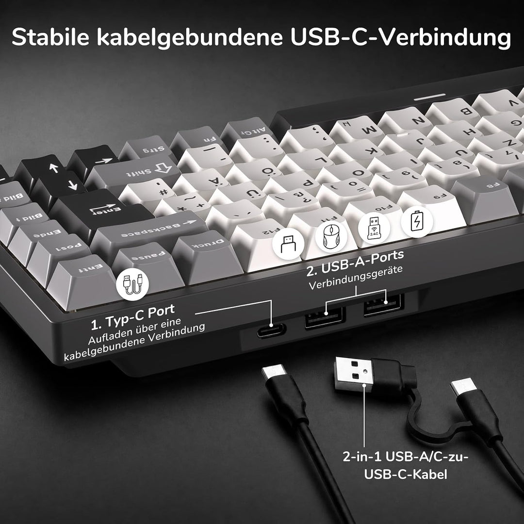 RK ROYAL KLUDGE RK84-DE Kabelgebundene 75% TKL RGB Hot Swapable Mechanische Gaming-Tastatur,Deutsche