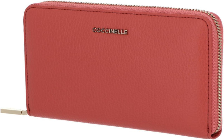 COCCINELLE Metallic Soft Zip Wallet Grainy Leather Geranium