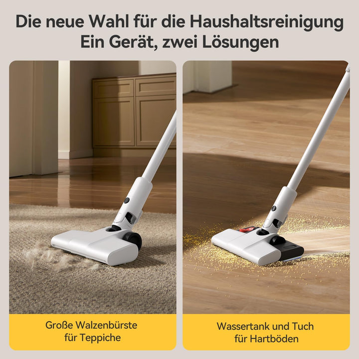 Deerma Staubsauger Kabellos: Akku Staubsauger mit Wischfunktion 2-in-1 Sauger mit Wischfunktion Vacu