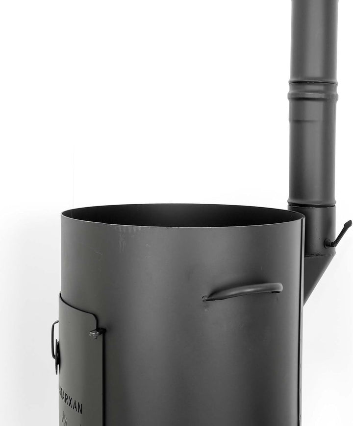 SET Kukmara Utschak mit Abzugs-Rohr, 40cm + 12 Liter Gusseisen Kazan INNEN GLATT + 50cm Schaumlöffel