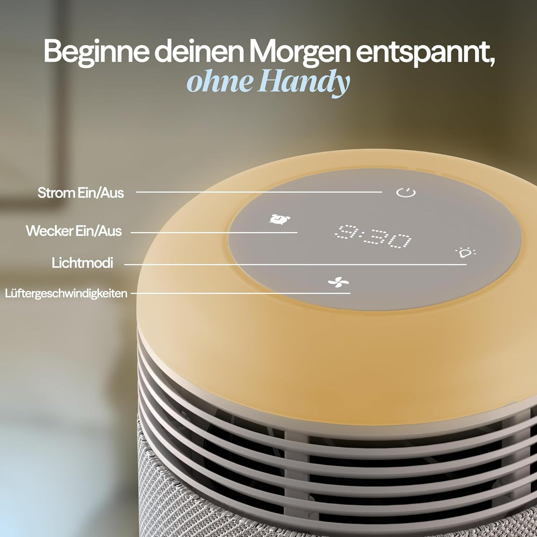 BLUEAIR Mini Restful Luftreiniger fürs Schlafzimmer, mit HEPASilent™ Filter, Sonnenaufgangs-Wecklich