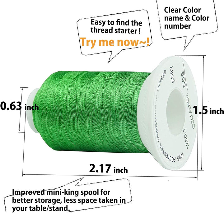 Simthread 32 Farben Polyester Maschinen Stickgarn 500M (550Y) Ähnlich wie Madeira Robinson-Anton Far