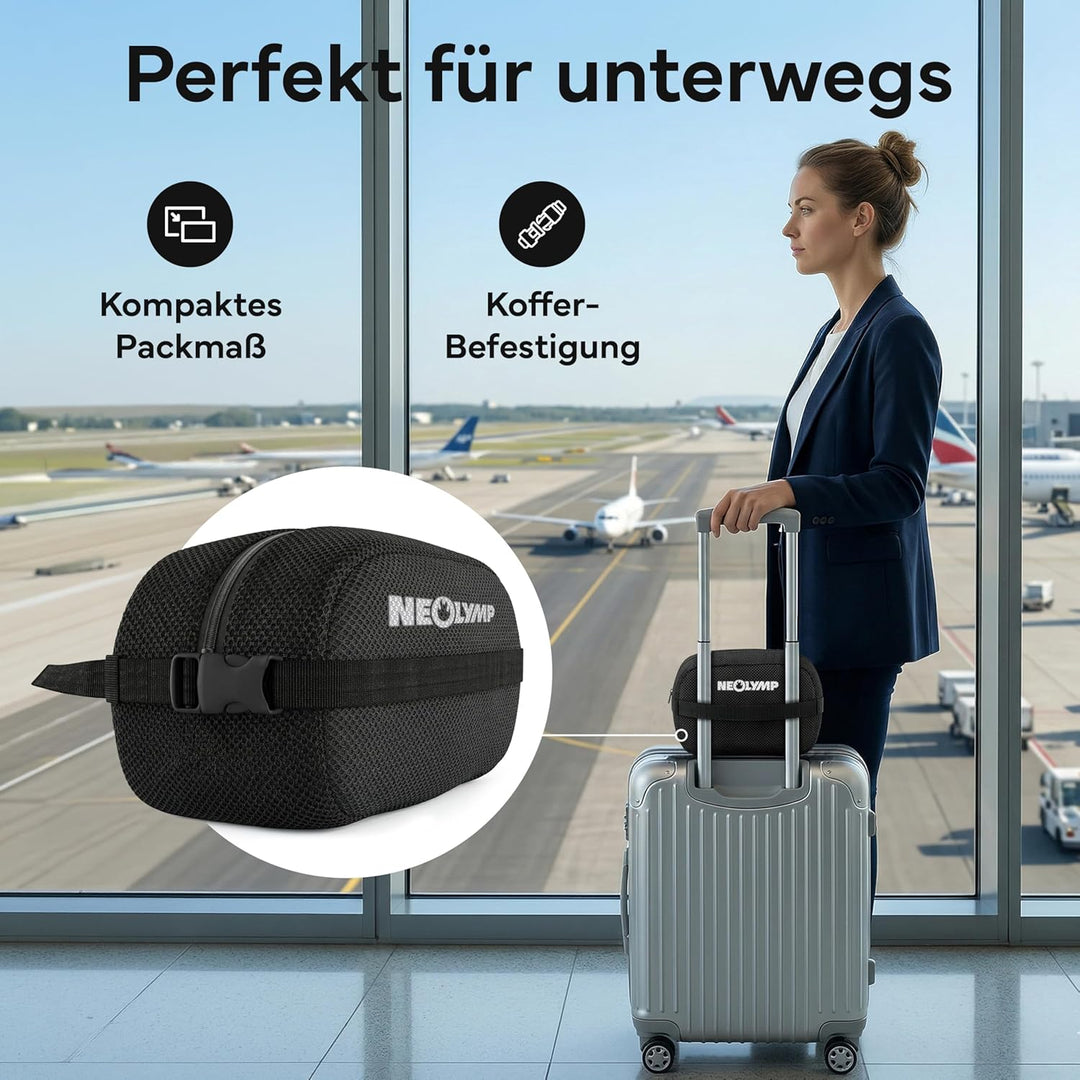 NEOLYMP Nackenkissen Flugzeug mit Kinnstütze verhindert Vorfallen des Kopfes – Memory Foam Reisekiss