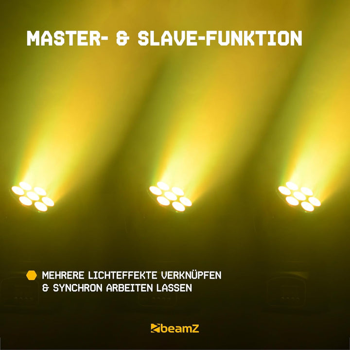 BEAMZ MHL74 Moving Head LED Disco Licht, mini Washer, RGBW Movinghead DMX, automatischer Modus, musi