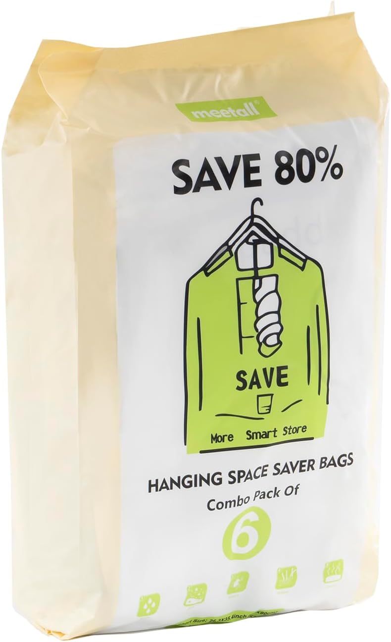 6 Stück Hängende Vakuumbeutel für Kleidung – 3x 67x90 cm + 3x 67x110 cm – Extra Dickes PA+PE Materia