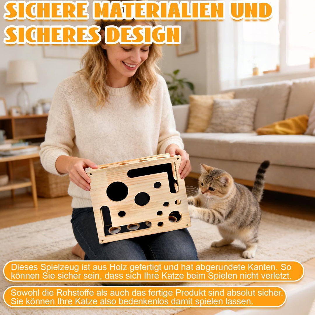 Katzenkratzpuzzle Anreicherungsbox, Katzen Kratzbrett, 30X25CM Holz Katze Nagelfeile Kratzanreicheru