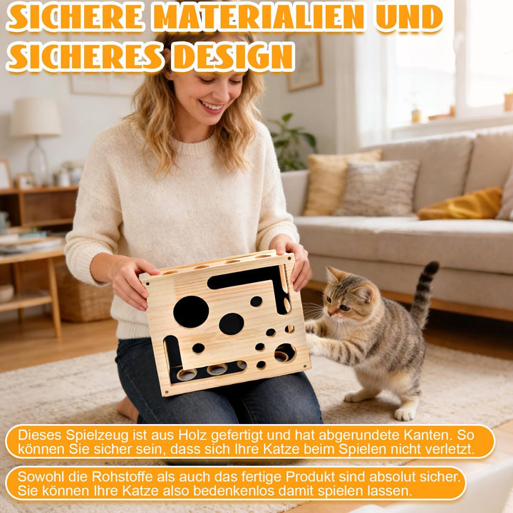 Katzenkratzpuzzle Anreicherungsbox, Katzen Kratzbrett, 30X25CM Holz Katze Nagelfeile Kratzanreicheru