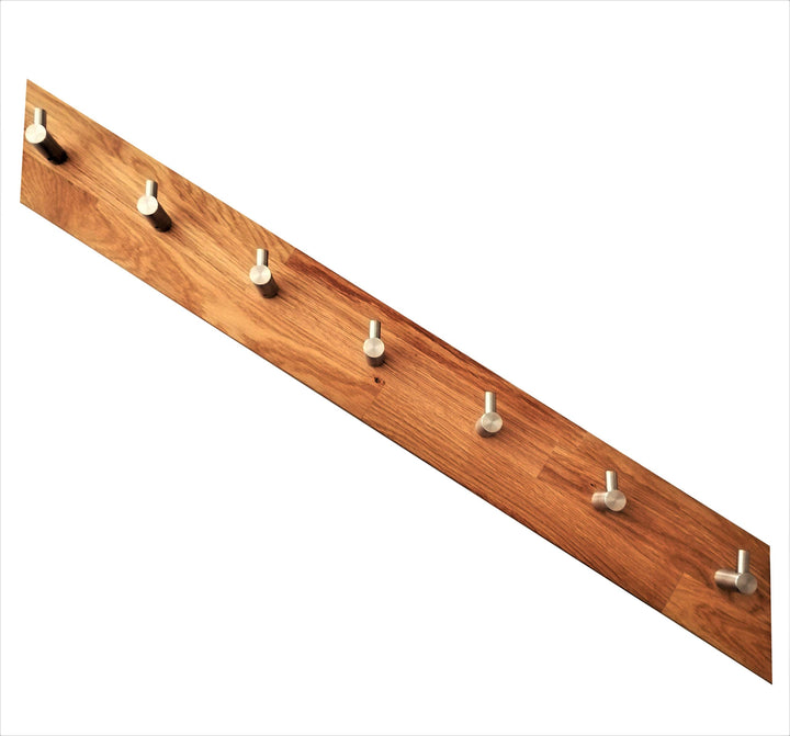 ICEBORN Garderobe Garderobenleiste Wandgarderobe Massivholz Eiche geölt Edelstahl Grösse L schräg Ma