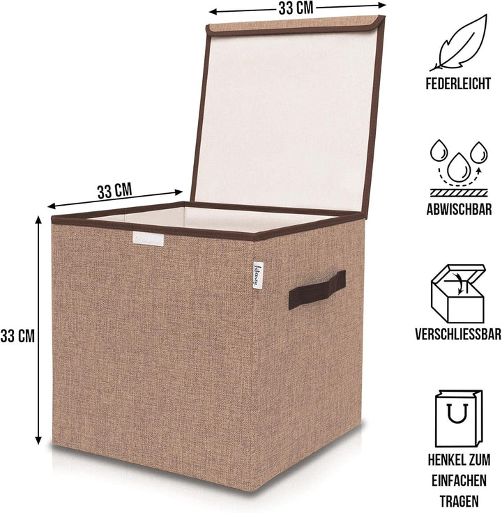 Aufbewahrungsbox mit Deckel im 2er Set Braun I Doppelpack Spielzeugbox passend für Würfelregale I Or