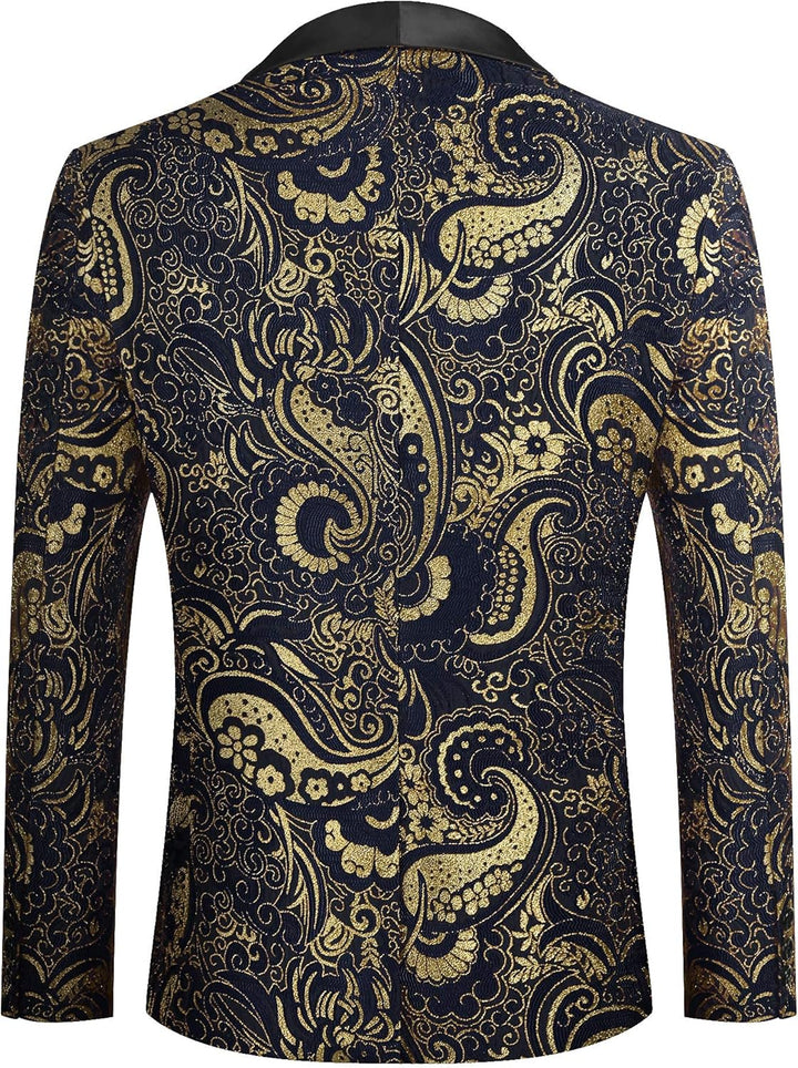Coofandy Men's Floral Tuxedo Jacket Luxury Embroidered Suit Wedding Blazer Dinner Tuxedo for Party B
