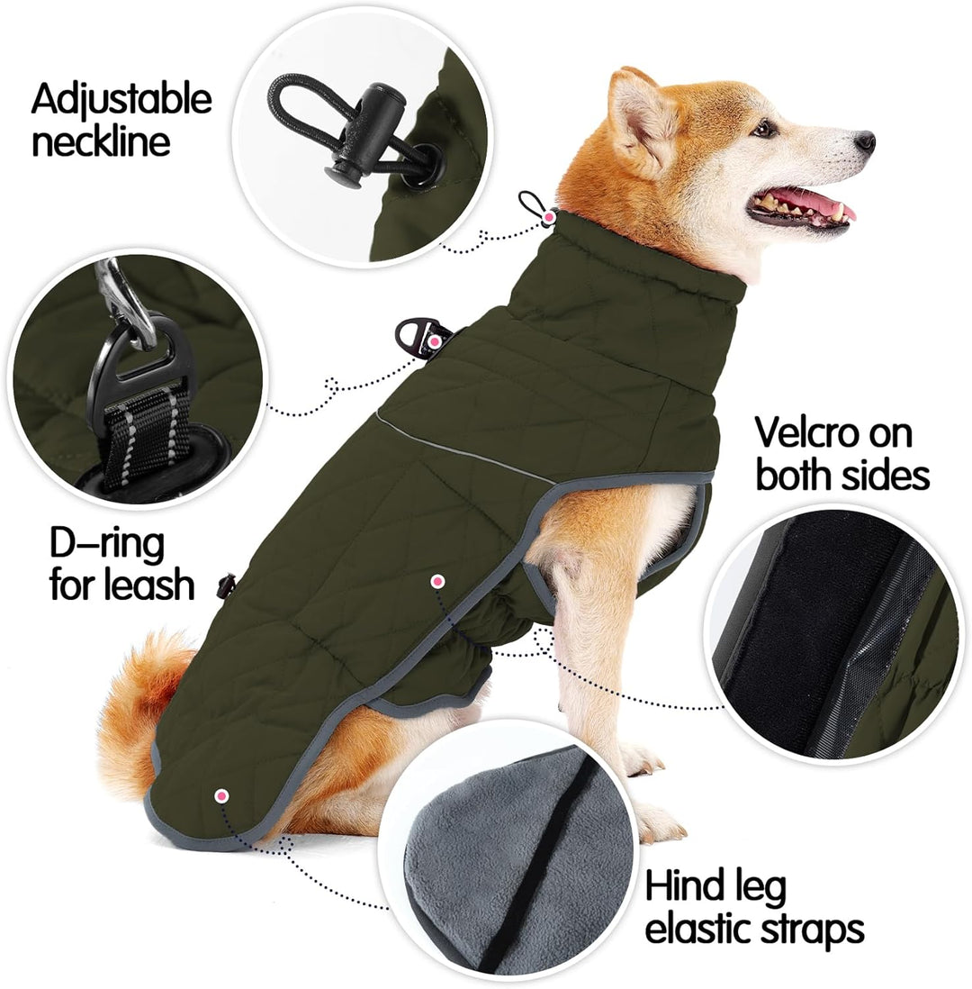 HEYWEAN Hundemantel Winter Wasserdicht Hundejacke mit D-Ring Warm Mantel Hund Fleece Hundepullover R