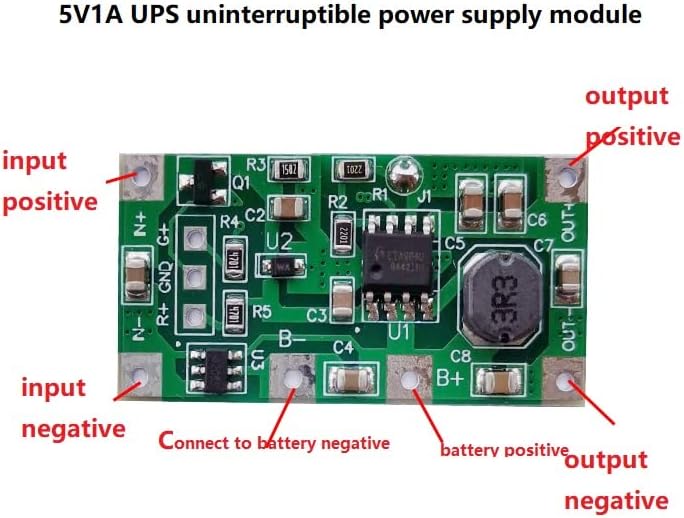 TECNOULAB 5 Stück DC 5 V 1 A USV unterbrechungsfreies Stromversorgungsmodul 18650 Lithium-Batteriesc