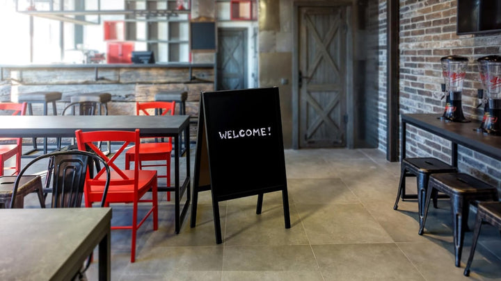 ALLboards Kundenstopper mit Schwarz, lackiertem Holzrahmen 100x60cm, Werbetafel, Gehwegaufsteller, A