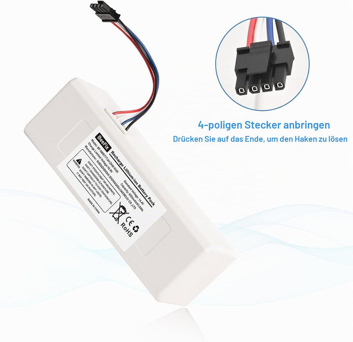 6500mAh Ersatzakku für Xiaomi Mijia 1C STYTJ01ZHM 14.4V Li-ion Akku Batterie Staubsauger Robotic Vac