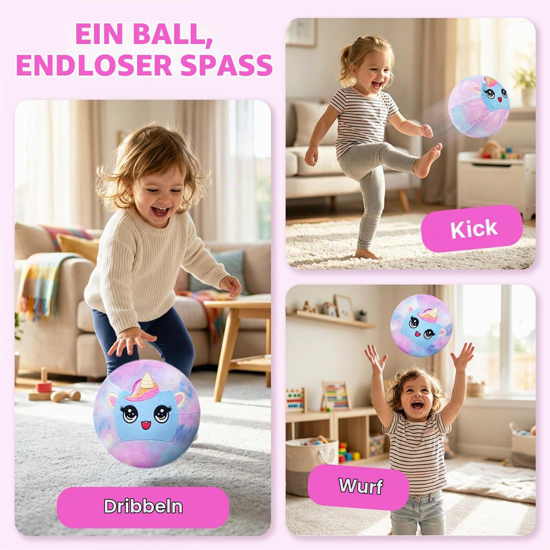 JoyCat Leiser Indoor Fussball Basketball für Kleinkinder, Dinosaurier &amp; Einhorn Weicher Plüsch Ball
