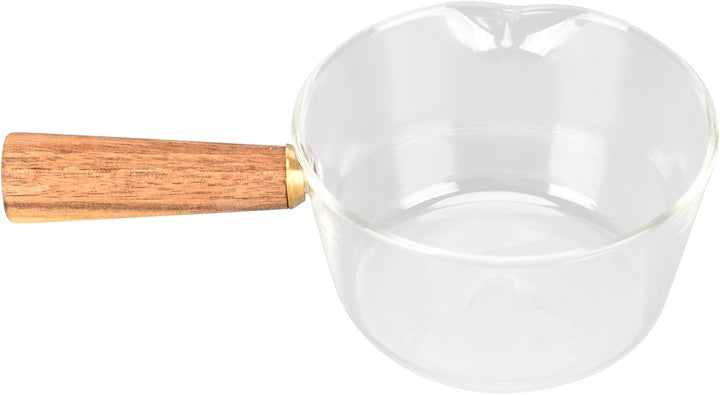 Milchtopf aus Glas mit Holzgriff, V-förmigem Ausguss, Nudeltopf, Milchtopf, Antihaftbeschichteter Ko