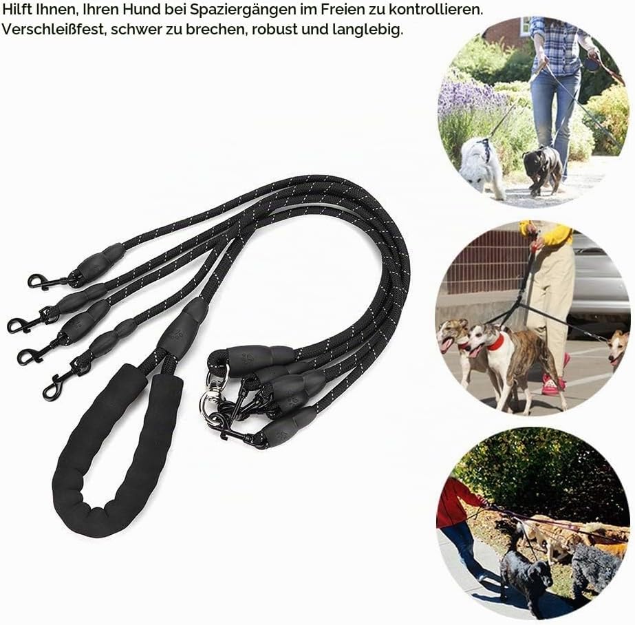 Hundeleinen, 4 in 1 No Tangles Abnehmbares Nylon-Zugseil 4-Wege-Hundeleine für Hunde Katzen im Freie