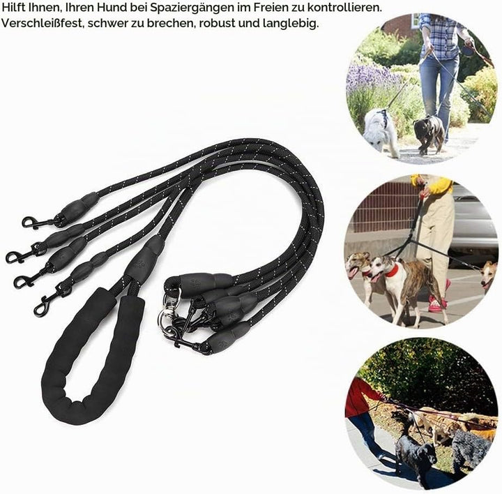 Hundeleinen, 4 in 1 No Tangles Abnehmbares Nylon-Zugseil 4-Wege-Hundeleine für Hunde Katzen im Freie