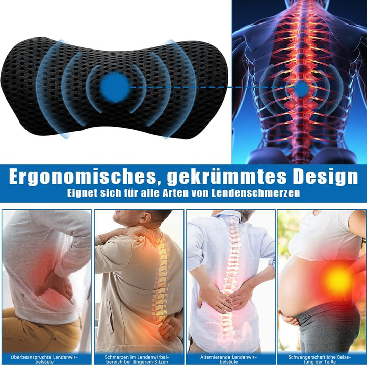 Lumbar Support Pillow aus Memory Foam, Ergonomisches Lendenwirbelkissen mit Gurte, Kissen für rücken