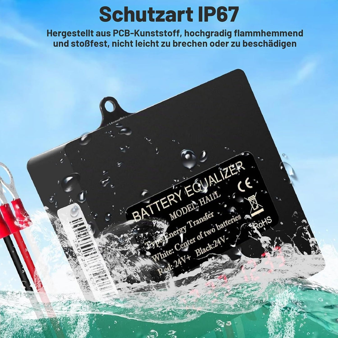 DEWIN Batterie-Balancer, Batterie-Equalizer 24V Digitalanzeige 2 x 12V Batterie-Balancer for Blei-Sä