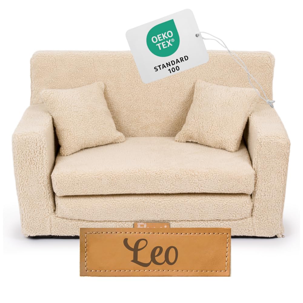 Flumi Personalisierte Kindercouch Kindersofa mit Schlaffunktion Gravur Kindername Kinder Sofa für Ki