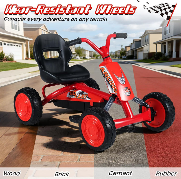 FANTASK Kinder Gokart mit Pedal, Verstellbarer Sitz, Vor- &amp; Rückwärtsgang, Belastbar bis 30 kg, Outd