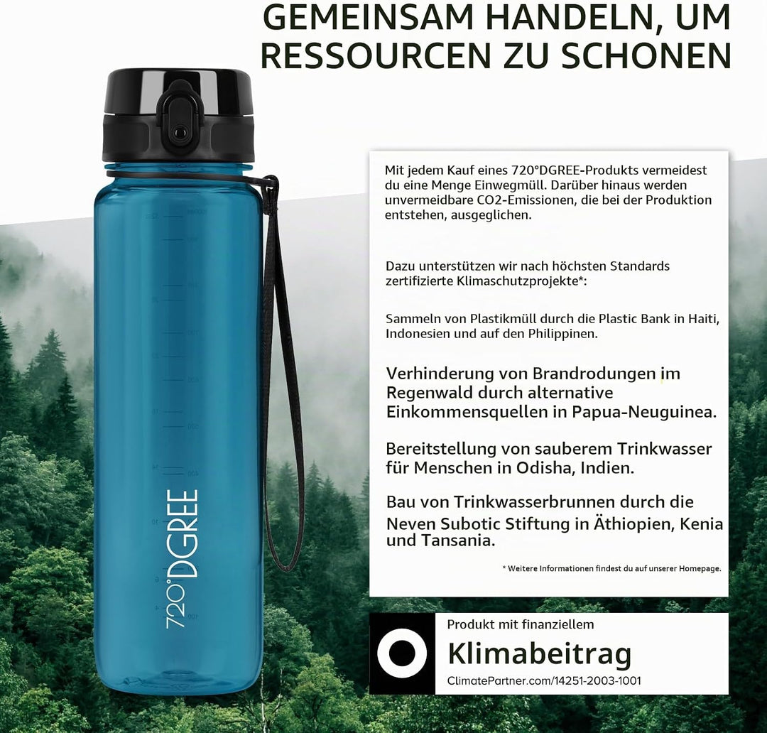 720°DGREE Trinkflasche 650ml “uberBottle“ crystalClear +Früchtebehälter - BPA-Frei, Auslaufsicher -