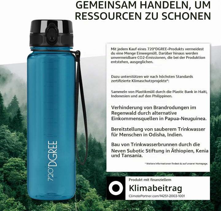 720°DGREE Trinkflasche 650ml “uberBottle“ crystalClear +Früchtebehälter - BPA-Frei, Auslaufsicher -