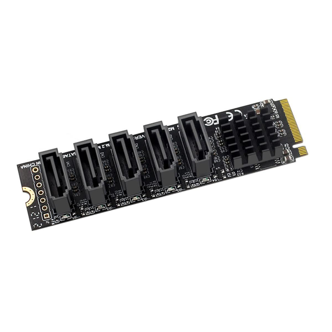 cablecc NGFF NVME M-Key PCI Express auf SATA 3.0 6 Gbps 5 Ports Adapter Konverter Festplattenerweite