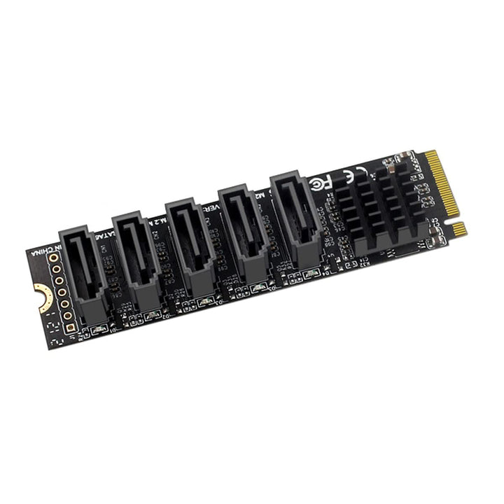 cablecc NGFF NVME M-Key PCI Express auf SATA 3.0 6 Gbps 5 Ports Adapter Konverter Festplattenerweite