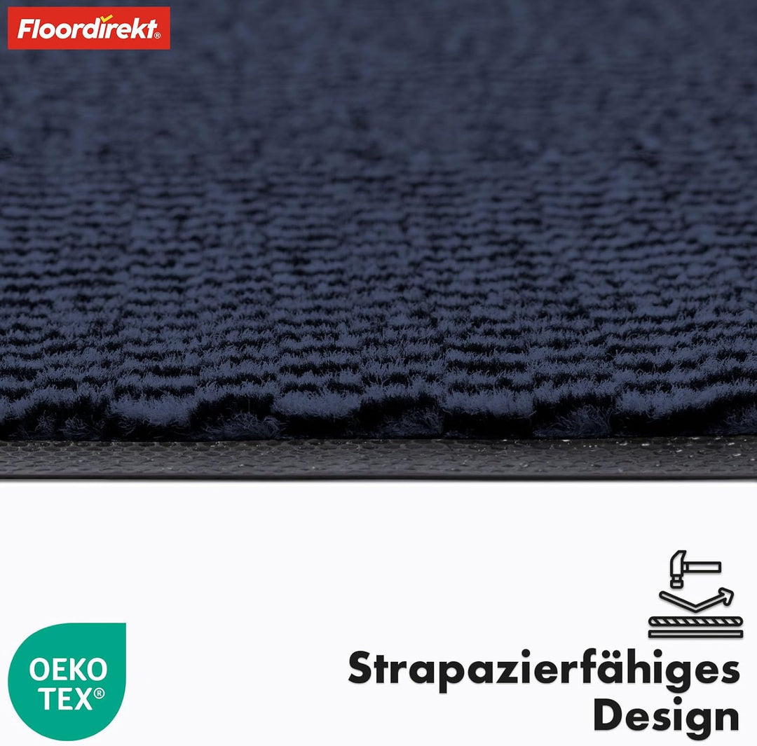 Floordirekt Premium Fussmatte für Eingangsbereich, 80x120cm Blau, Schmutzfangmatte für Innen und Aus
