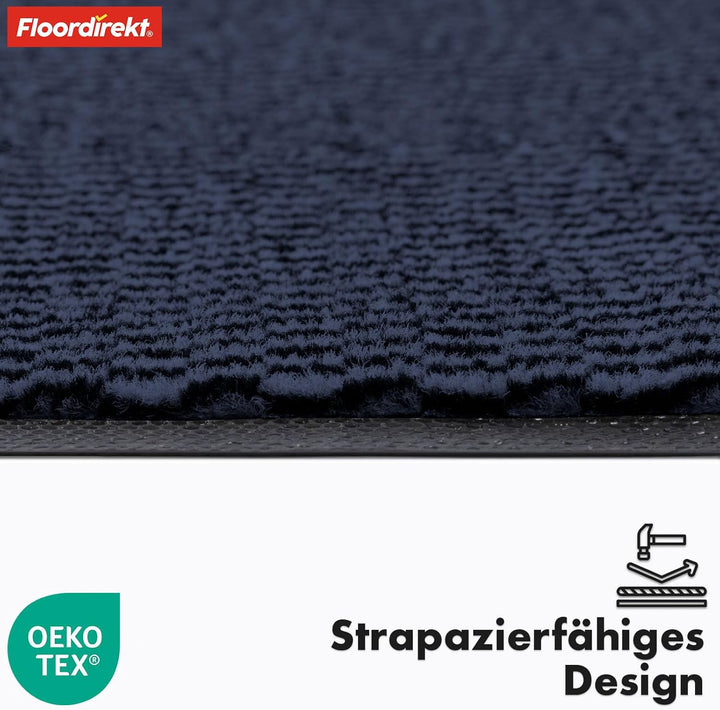 Floordirekt Premium Fussmatte für Eingangsbereich, 80x120cm Blau, Schmutzfangmatte für Innen und Aus
