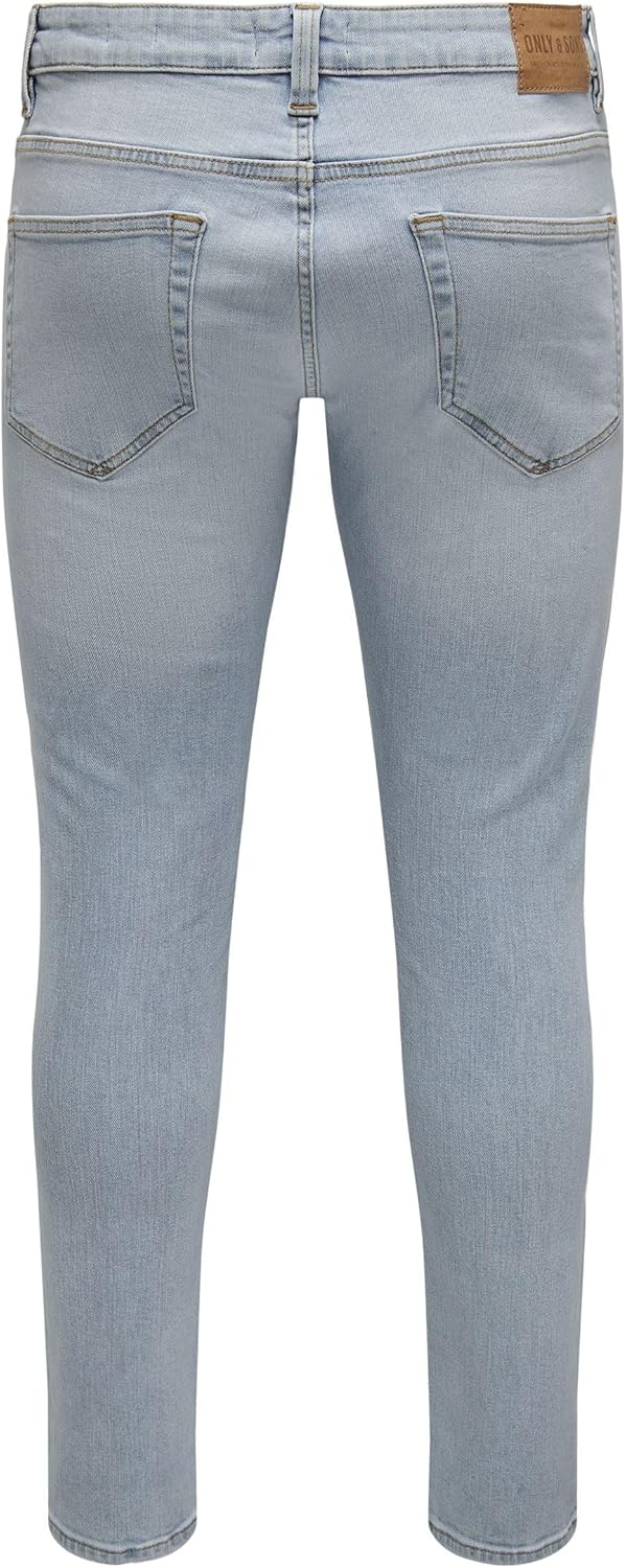 Only & Sons Male Slim Fit Jeans -ONSLOOM Mittlere Taille Slim Fit Jeans 34W / 32L Light Blue Denim,