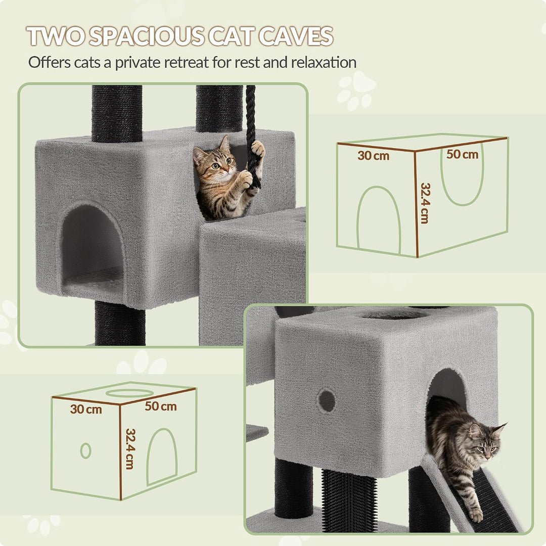 Kratzbaum für Grosse Katzen Stabil, 160 cm Katzenbaum für Maine Coons, 11 cm Dicker Sisalpfosten, 2