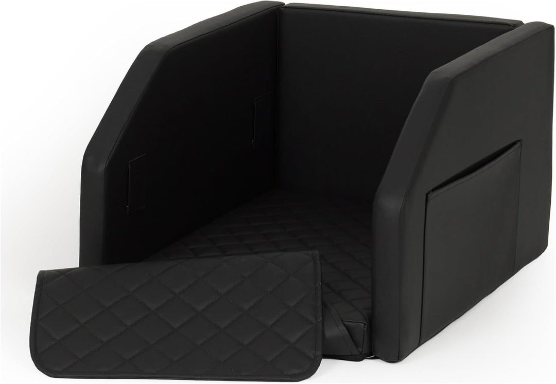 Velinda Autohundebett Hunde-Autositz Hundebett f. Rückbank Hundesitz Modulbett 55x70 cm (Farbe: schw
