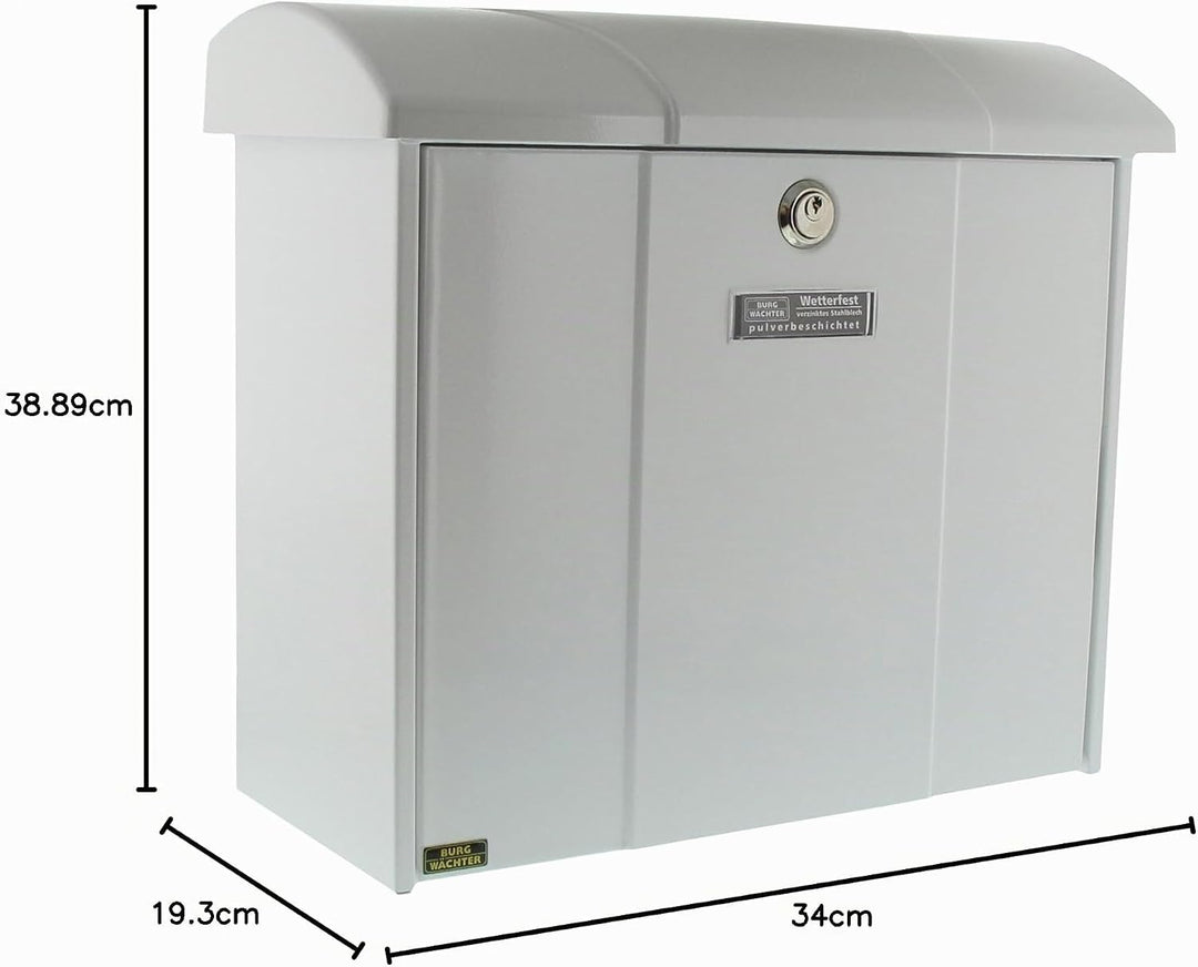 Burg-Wächter Briefkasten mit aufklappbarem Regendach, A4 Einwurf-Format, EU Norm EN 13724, Verzinkte