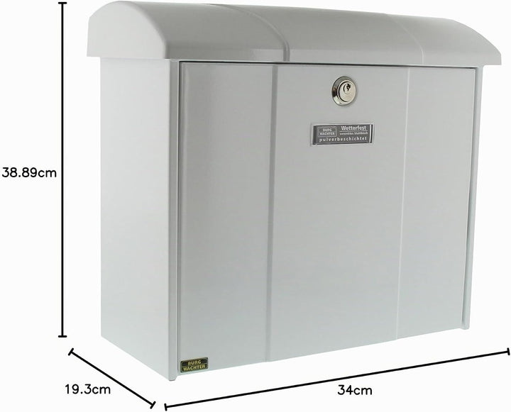 Burg-Wächter Briefkasten mit aufklappbarem Regendach, A4 Einwurf-Format, EU Norm EN 13724, Verzinkte