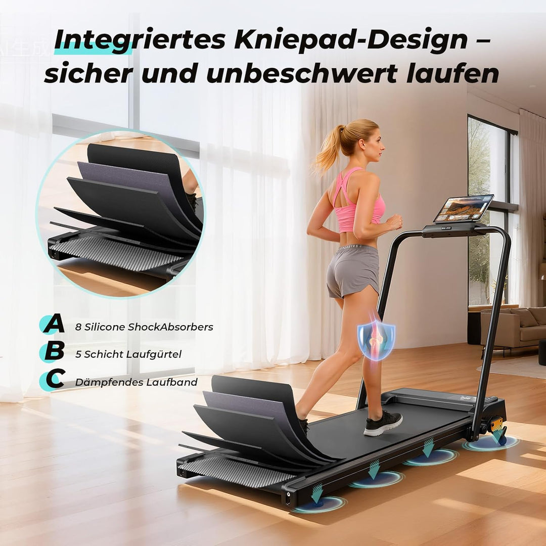 Laufband für Zuhause, JOLAUF Walking Pad, 1-12 km/h Klappbares Laufband mit 9% Steigung,LCD-Display,