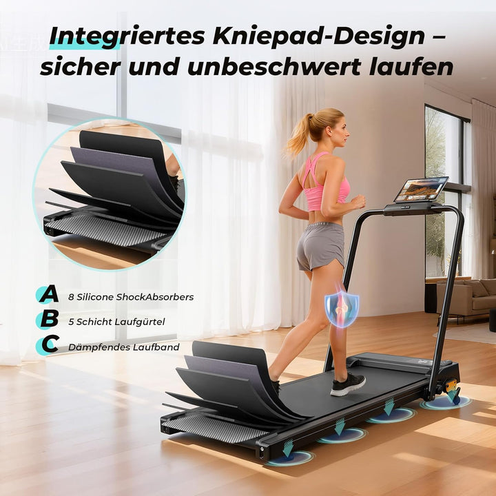 Laufband für Zuhause, JOLAUF Walking Pad, 1-12 km/h Klappbares Laufband mit 9% Steigung,LCD-Display,